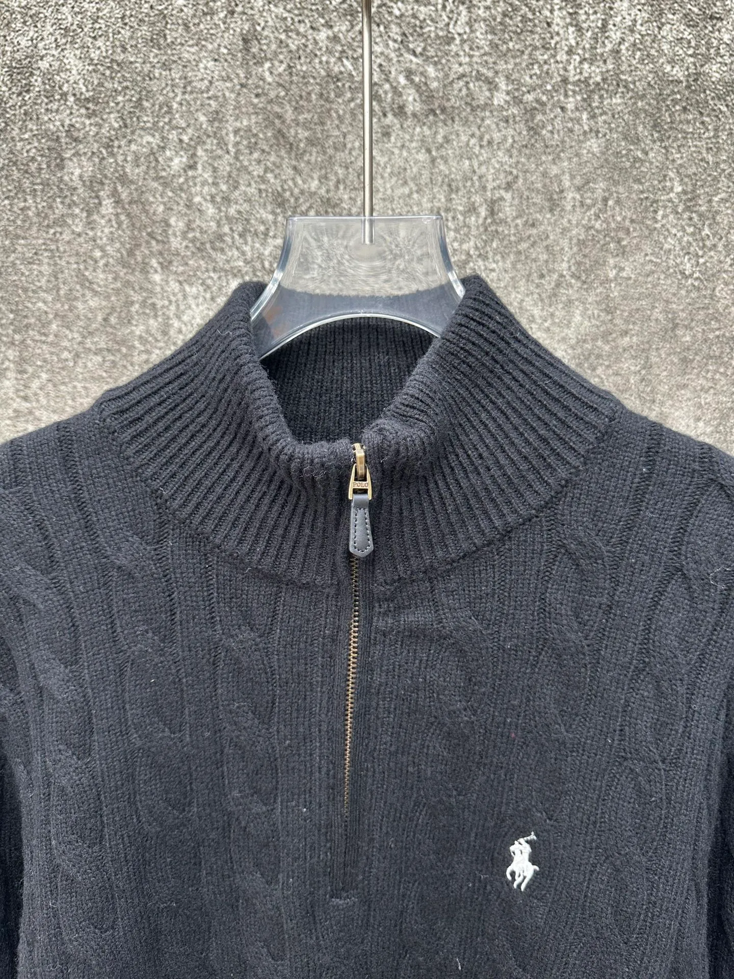 🅿️520 Polo Ralph Lauren 25ss solid color stand collar half zipper long sleeve sweater Size: S M L XL